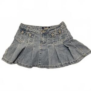 Angels Denim Pleated Mini Skirt Size 3